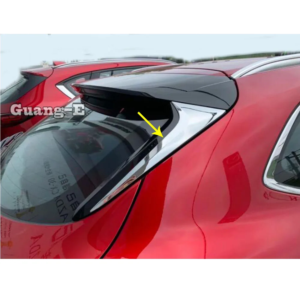 

For Mazda CX-30 CX30 2020 2021 Car Styling Chrome ABS Rear Tail Spoiler Side Triangle Molding Window Bezel Trim 2pcs