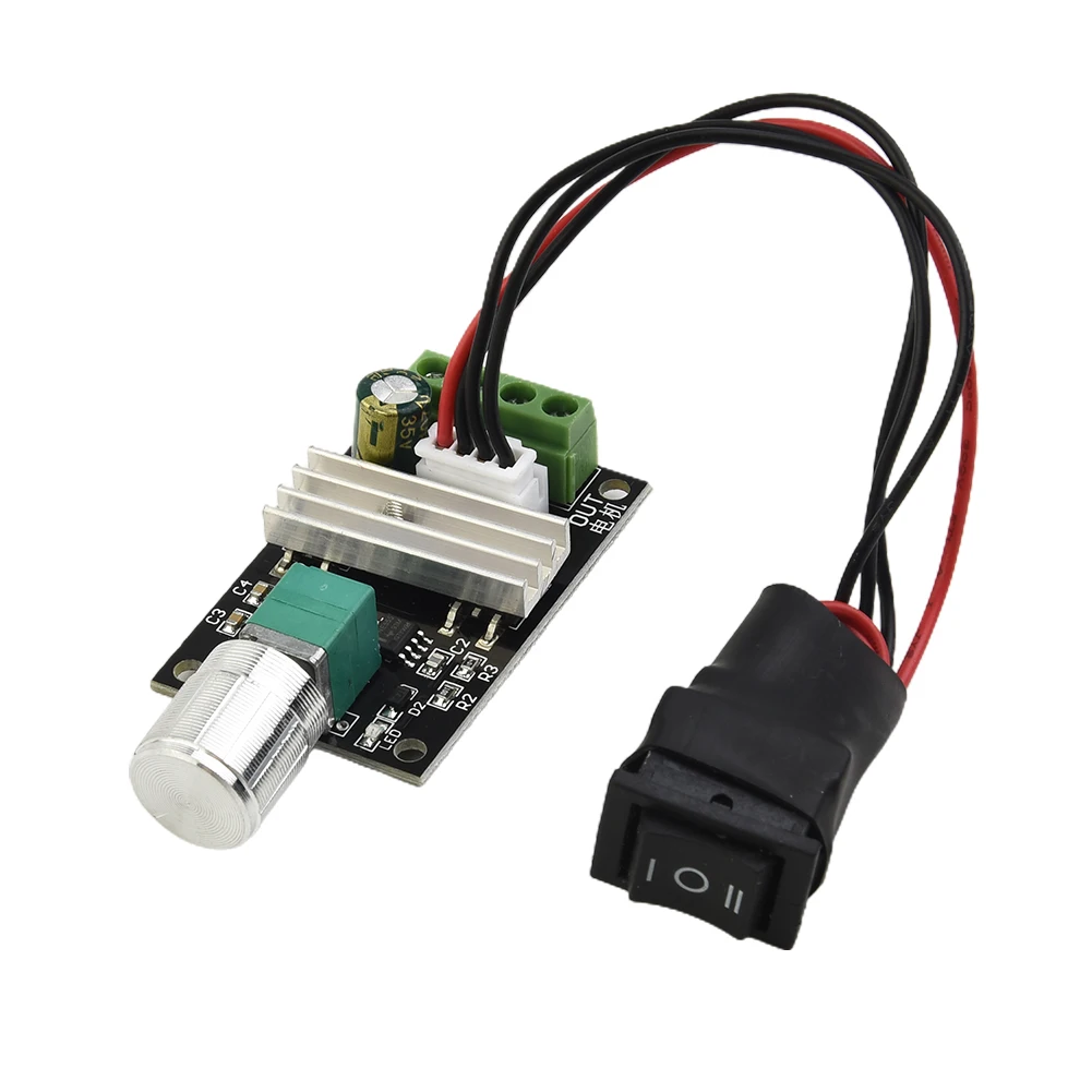 

PWM Motor Regulator Speed Controller 6V 12V 24V 28V DC 3A Switch Adjuatable Tool 2×1.3×0.6inch Speed Controller Switch
