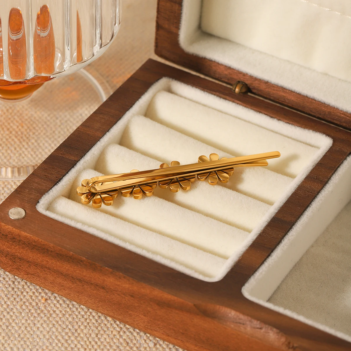 Винтажная заколка для волос с цветком ромашки из нержавеющей стали позолоченные