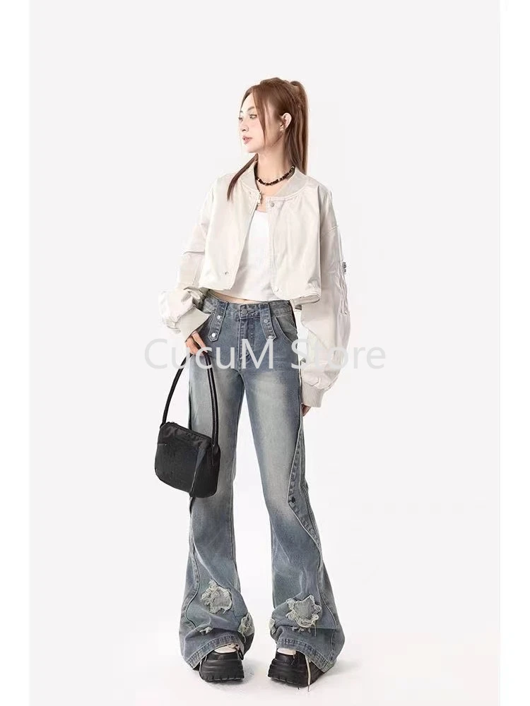 2024 модные синие джинсовые брюки для женщин новый дизайн узкие штаны с высокой