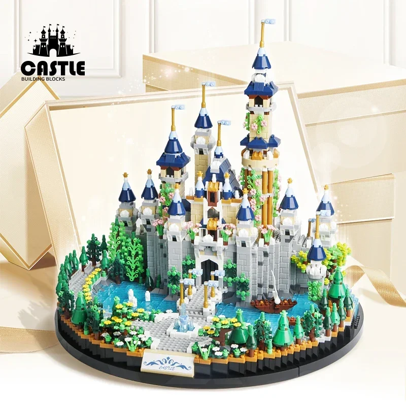 

3600PCS Cartoon Dream Tale Princess Castle Architecture Building Blocks Street View Micro Model Bricks Toys For Girls Kids Gift