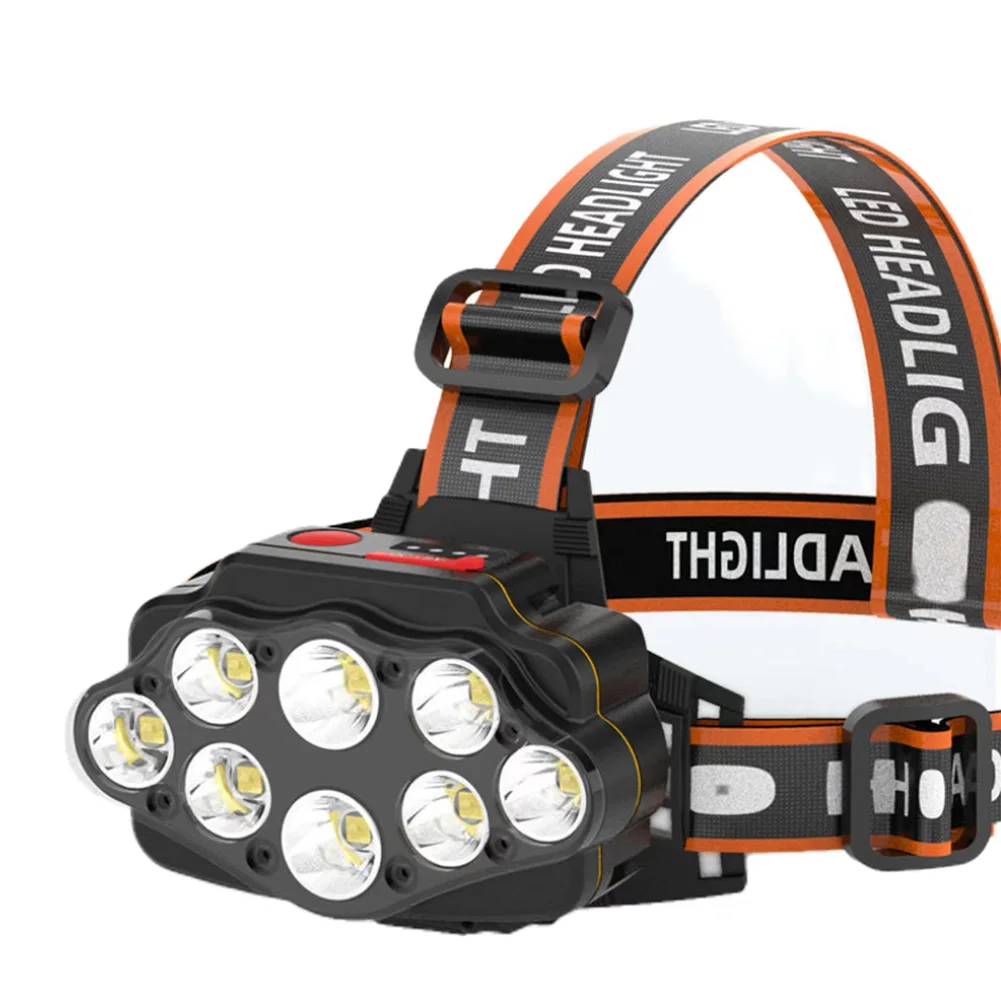 8LED яркий налобный фонарь перезаряжаемый через USB походный поисковый светильник