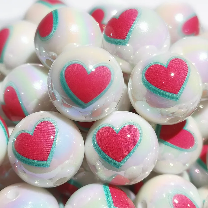 

Новинка 200 шт. 16 мм круглый белый жемчуг твердый стиль жевательный шар жвачка ювелирные изделия бусины с любовным сердцем милые животные печатные украшения