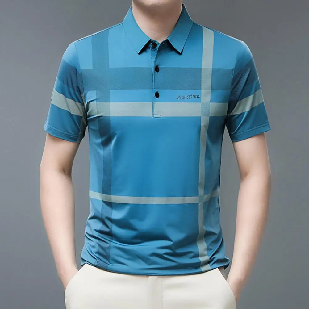 

Shirt Top Fashion Non-Fading Lapel Collar Men Striped Business Shirt Top for Male Men T-shirt Men Shirt