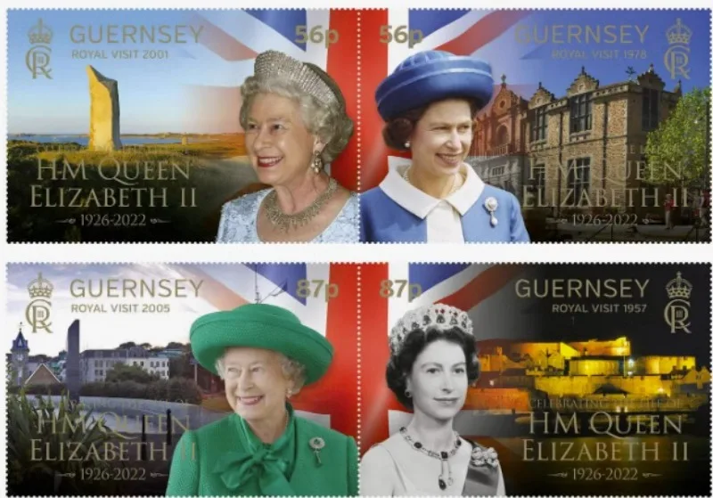 

4 шт., остров Гернси, 2023, королева Елизавета II, настоящие оригинальные почтовые штампы для коллекционирования, MNH