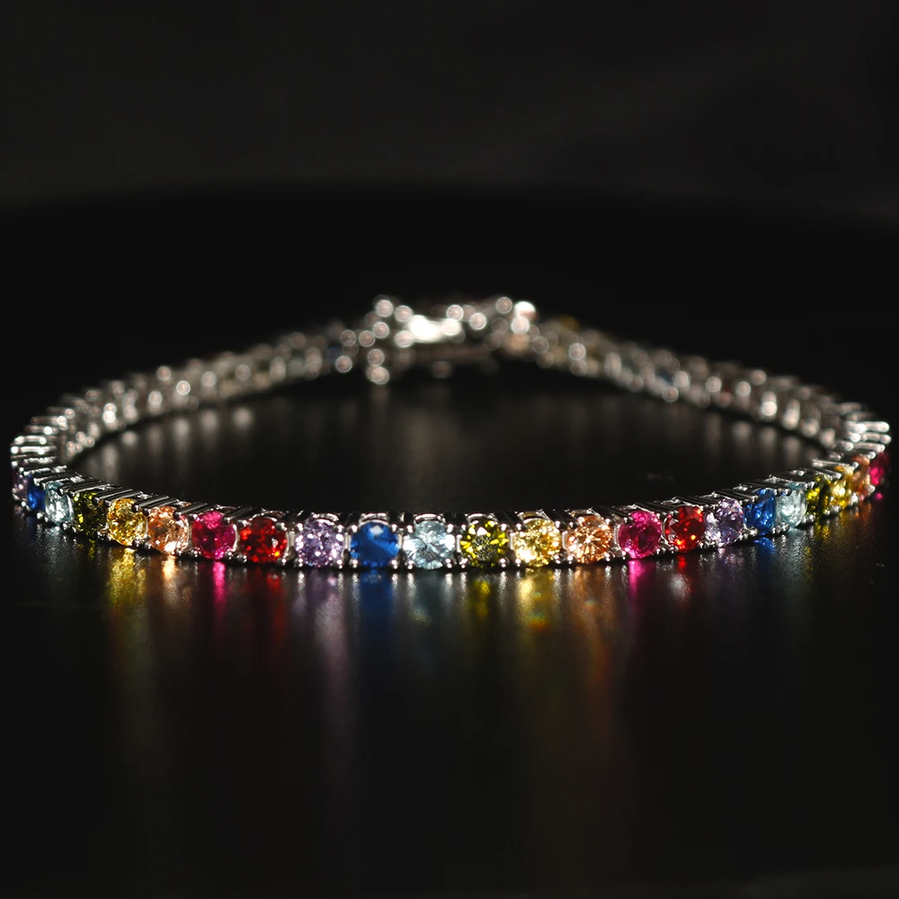 WPB Реальный S925 Браслет пары из стерлингового серебра 3 мм Сверло Теннис Характер Женская Роскошная Ювелирная Подарок на праздник.