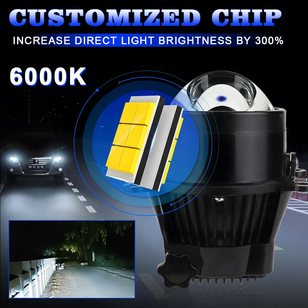 Светодиодные противотуманные фары для Ford Focus 2 3 MK2 MK3 Fiesta/Renault/Mitsubishi/Subaru Bi-LED линзы 0