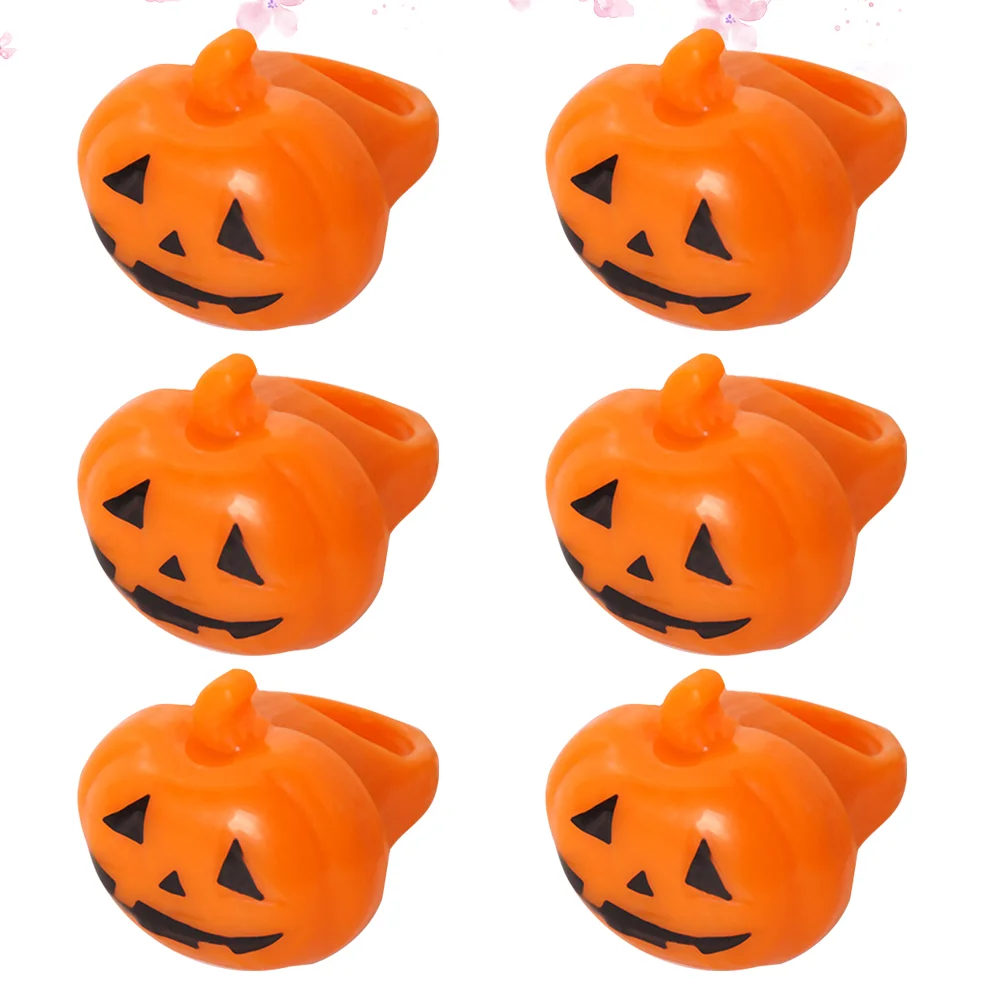 

6 Pcs Halloween Pumpkin Ring Flash Toys Flashing Rings Accessories Plastic Luminous Child