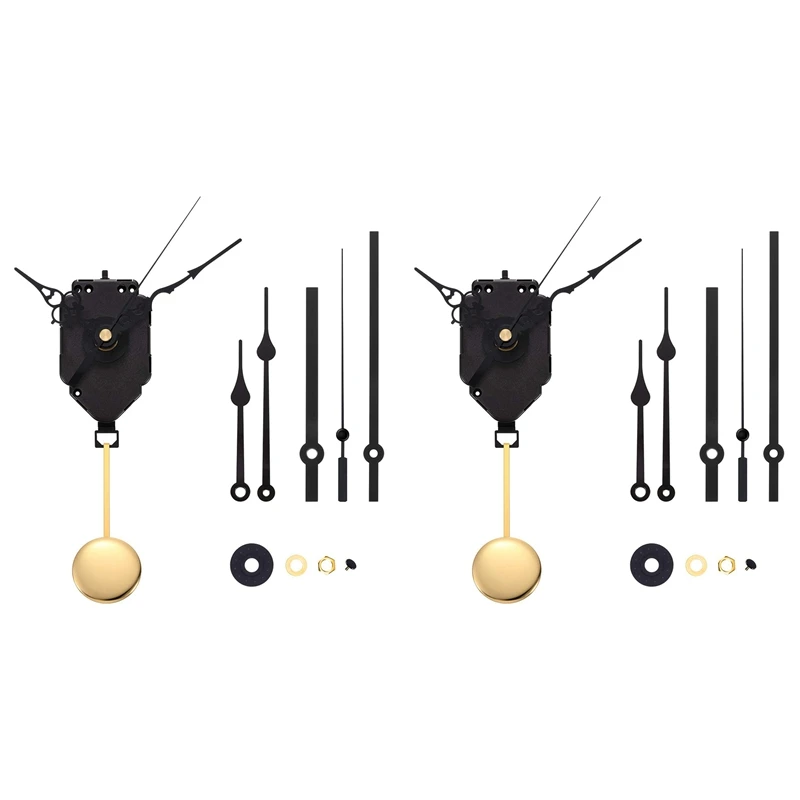 

2X DIY Pendulum Clock Movement Mechanism With 6 Pairs Different Hands Quartz Repair Shaft Wall Clock Kit