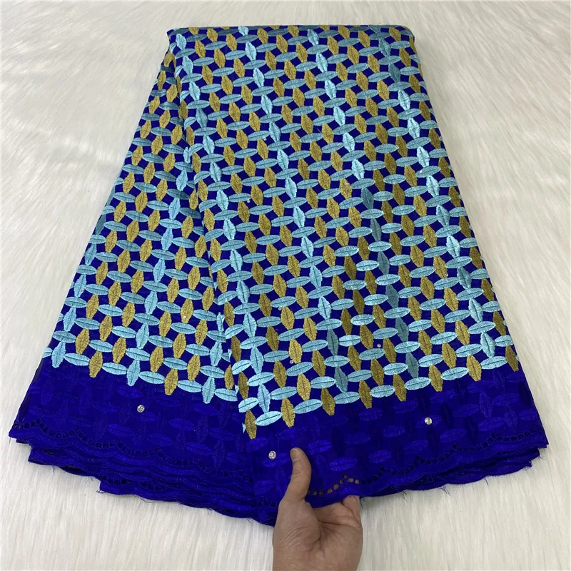 

Latest African Cotton Lace Fabric Swiss Voile Material Nigerian Embroidered Cloth For Dress Tissu Broderie Africain Suisse AC59
