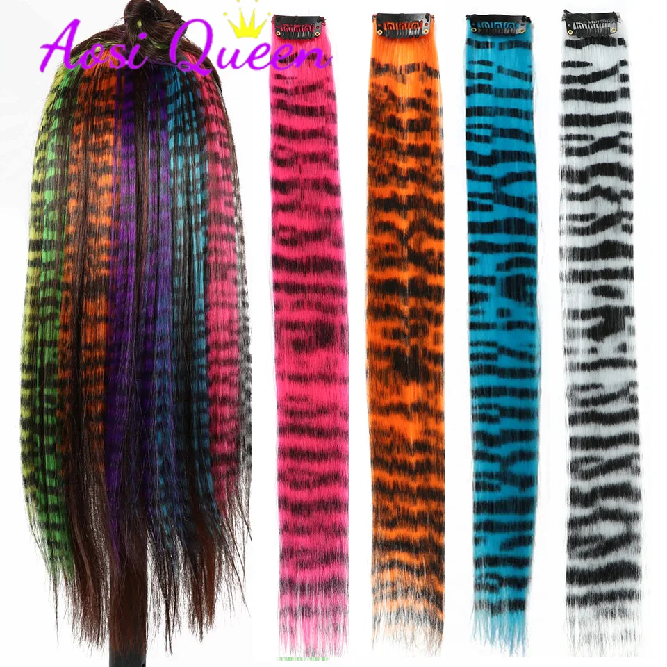 

AS Synthetic Clip On Hair Extension Color Ombre Straight Hair Extension Clip In Hairpiece High Temperature Faber Hair