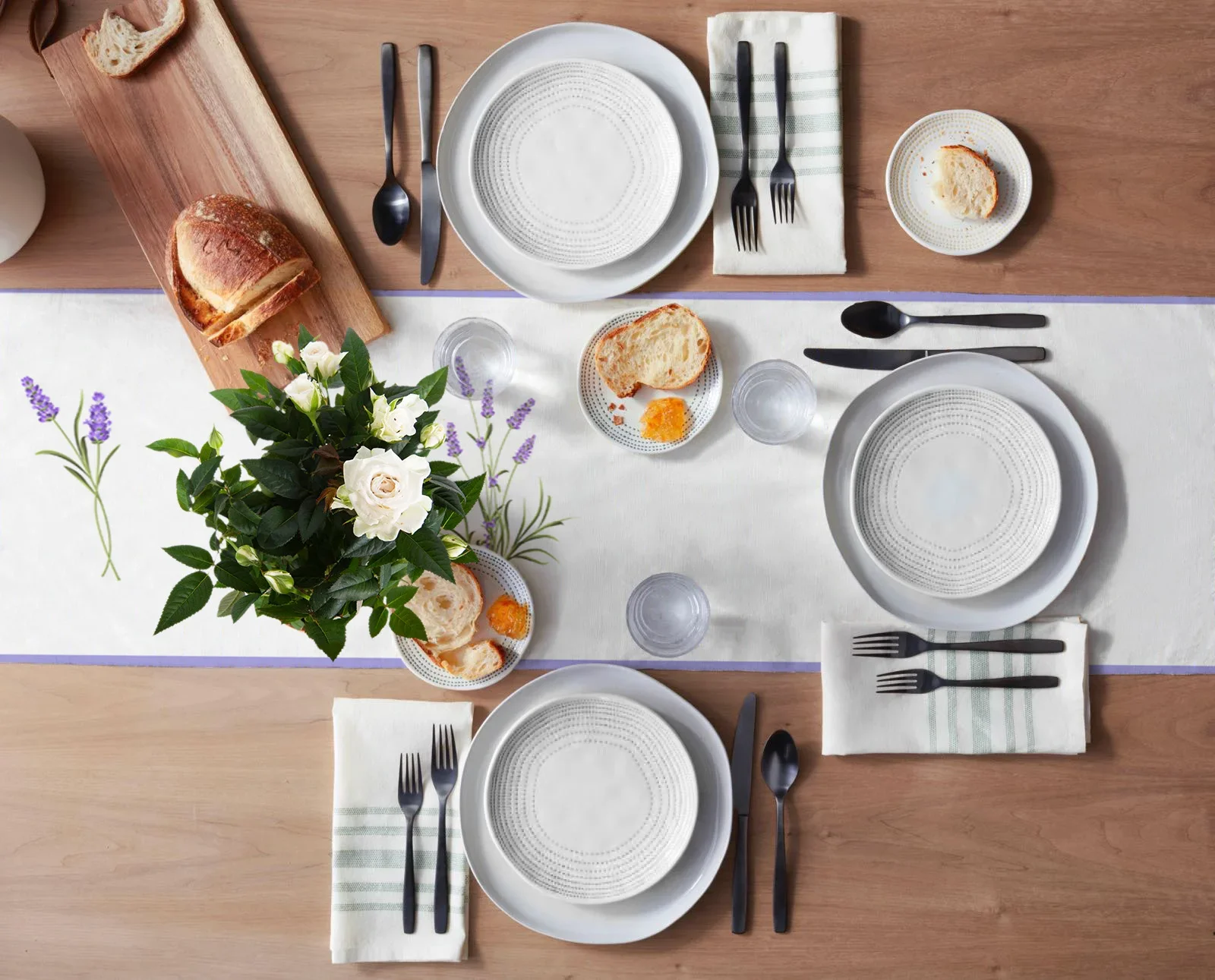 Фиолетовый цветок лаванды романтические льняные дорожки для стола украшение