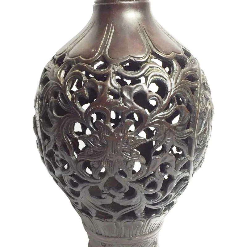 Ваза ручной работы из чистой меди в китайском стиле ажурная ваза украшение для