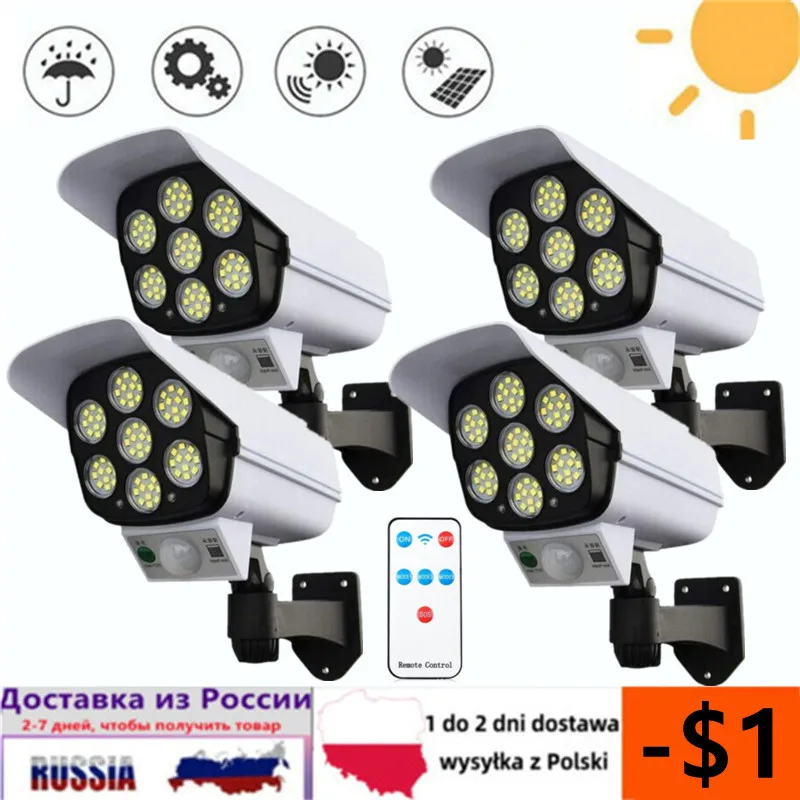 77 LED Solar Light Motion Sensor Security Dummy Camera Wireless Outdoor Flood Light IP65 Waterproof  Lamp 3 Mode For Home Garden