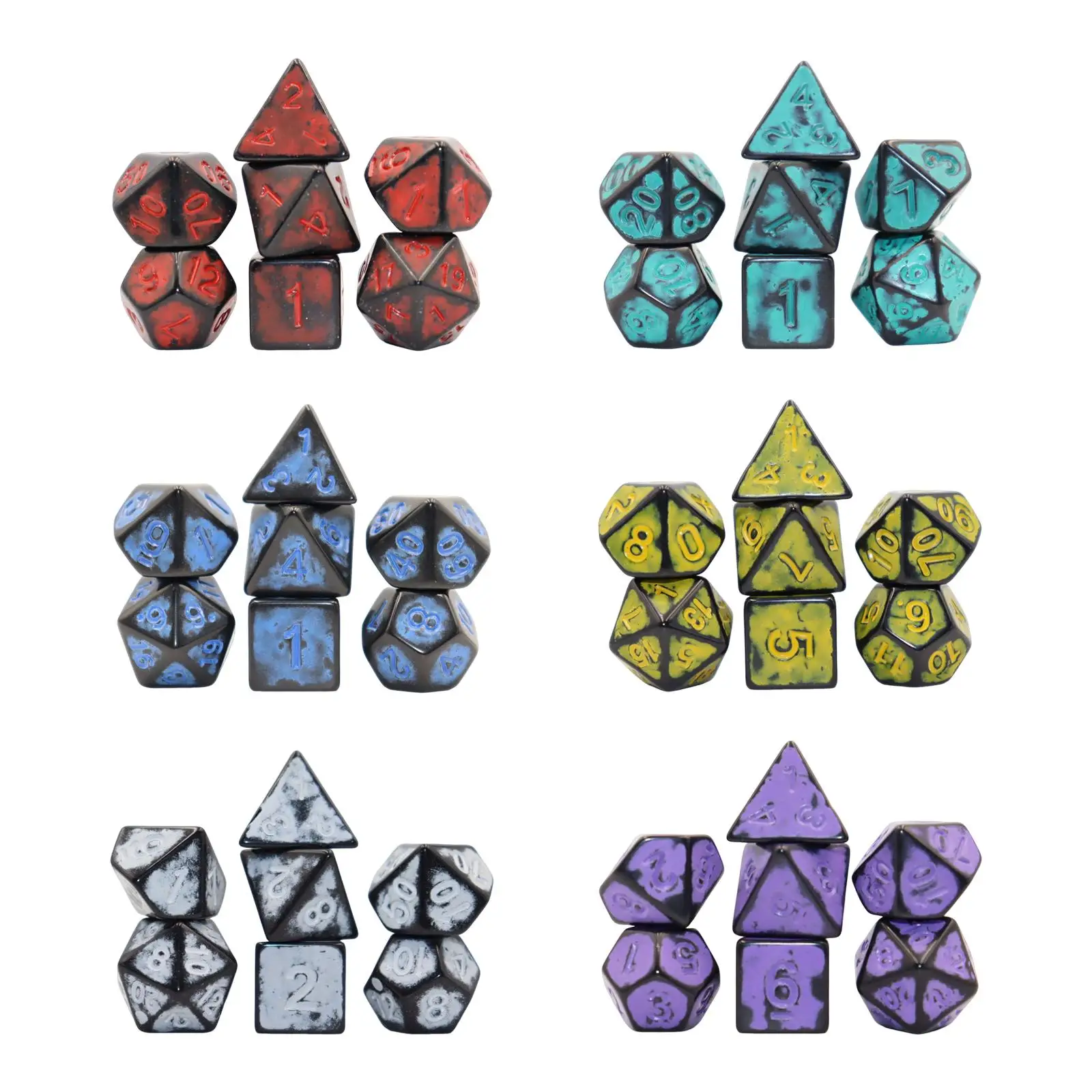 

7Pcs Polyhedral Набор кубиков развлекательная игрушка игровые кубики D4 ~ D20 для настольной игры