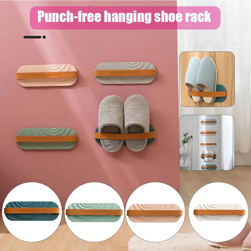 

Wall Mounted Shoe Holder Organizer Folding Shoe Rack Hanging Bathroom Wall Mounted Hanging Bathroom Bath Slippers Home Storage