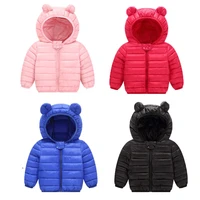 baby winter autumn hooded jacket solid bear ears coat kids warm outerwear infant cotton padded children clothing new year wear