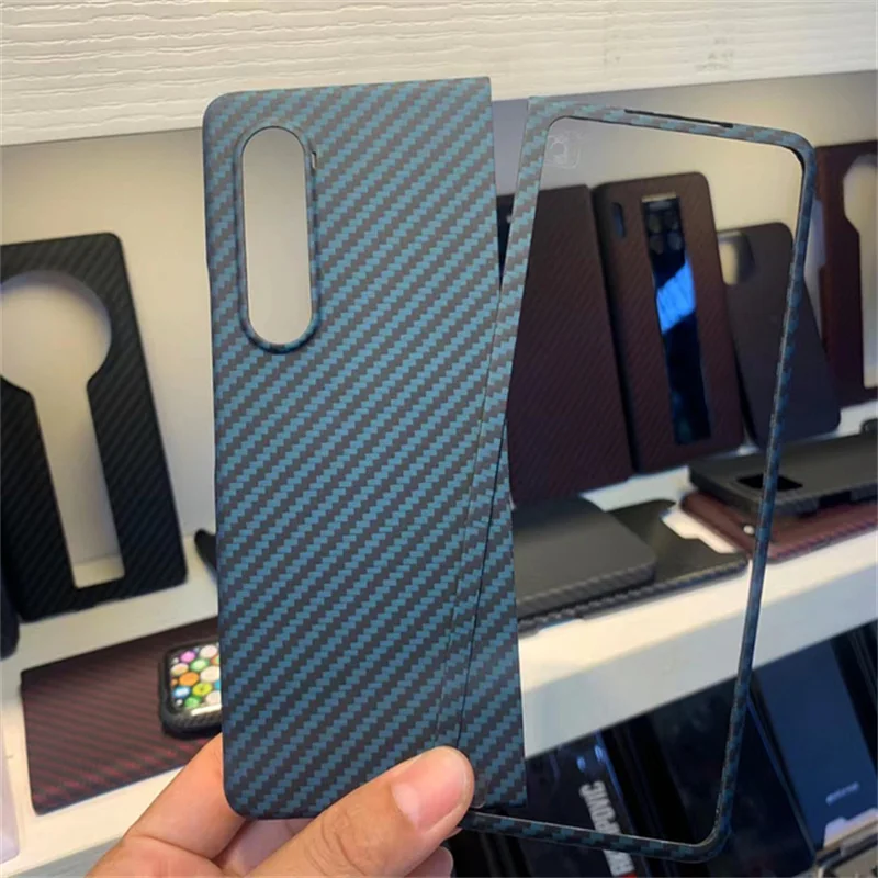 Really Carbon Fiber Case for Samsung Galaxy Z Fold3 Carbon Fiber Case Aramid Fiber Cover Galaxy Z Fold3 5G Ultra-thinPhoneCase