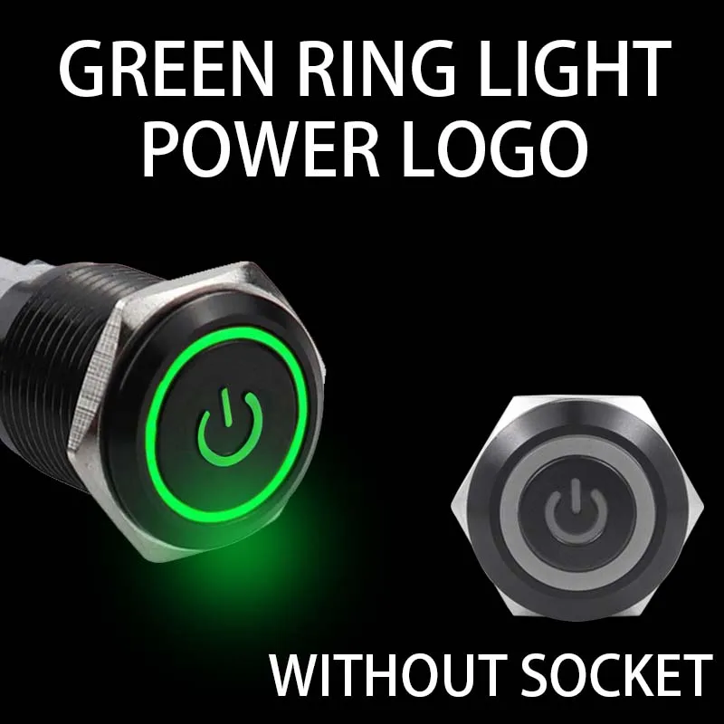 

2NO2NC 16/19/22 мм водонепроницаемый металлический кнопочный переключатель светодиодный светильник мгновенный выключатель питания двигателя автомобиля 3/6/12/24/220 В черный 1NO1NC