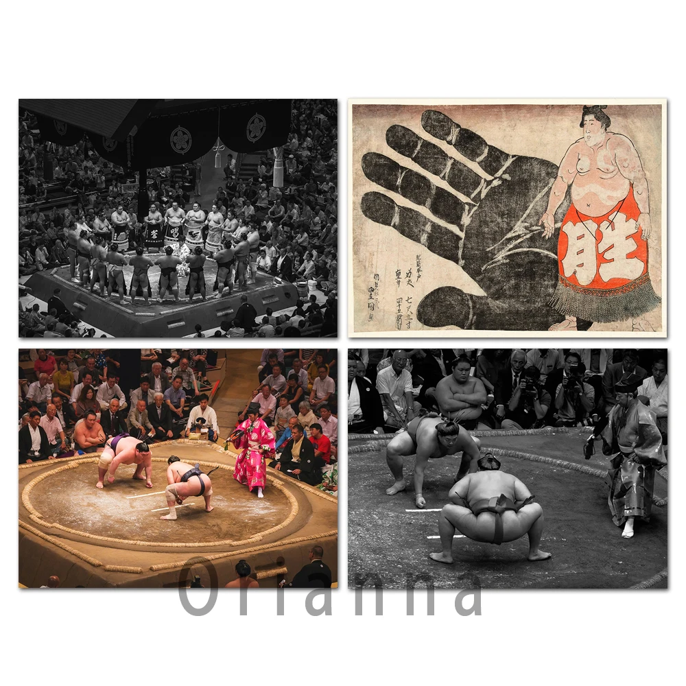 Печать сумо у Токийского турнира Постер рикиши японское настенное искусство для