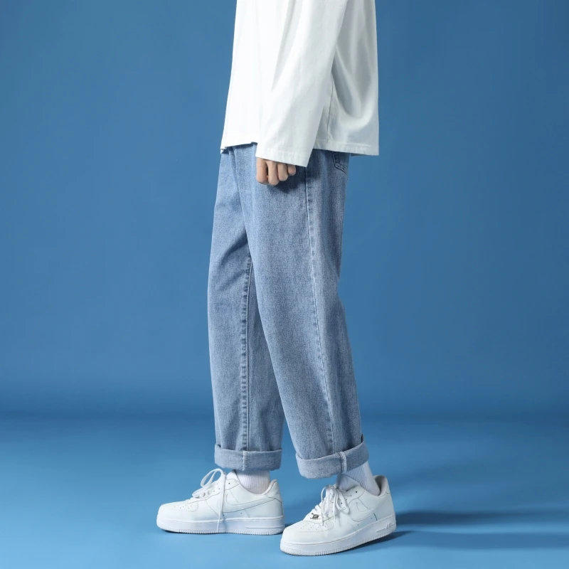 Classic Men'S Jeans Summer Casual Straight Pants Korean Version Of The Harajuku Street Fashion Loose Wide Leg Pants images - 6