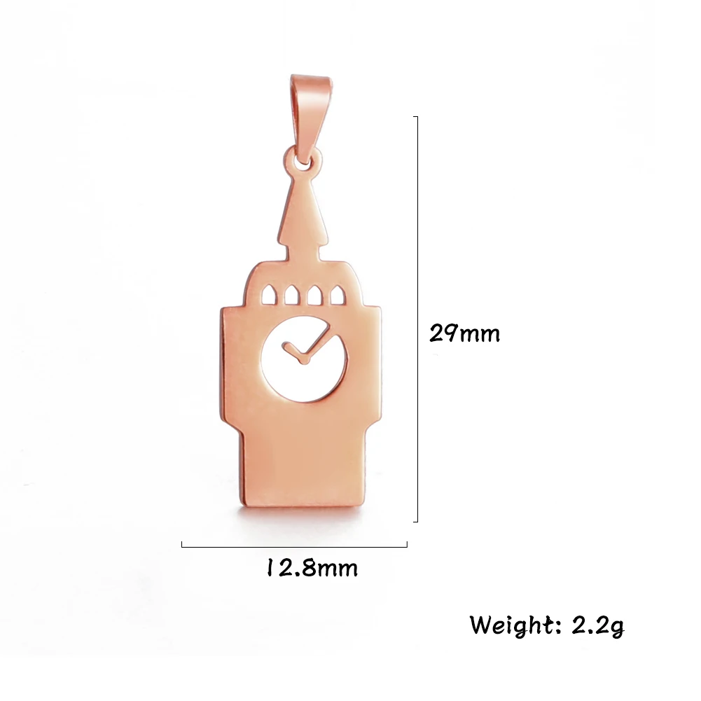 5pcs/Lot Stainless Steel Bell Tower Pendants Bulk Accessories Jewelry Charms For Women Necklace Bracelets Diy Making Wholesale