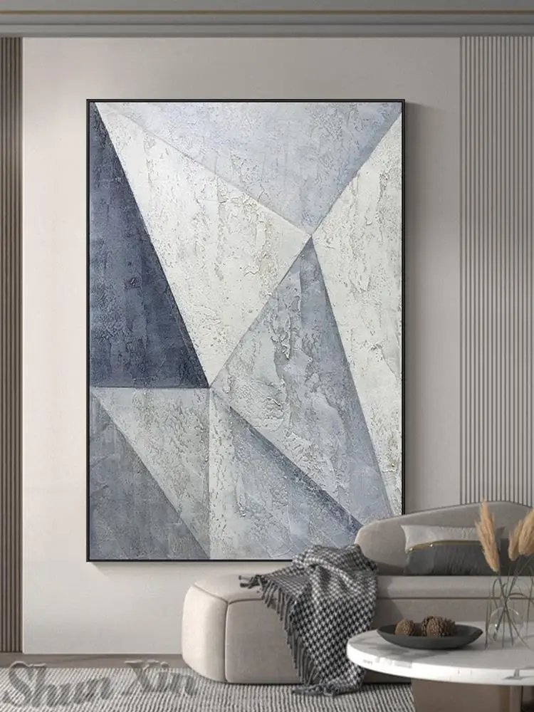 

Handmade Gray Abstract Oil Painting Geometry Wall Art On Canvas Hanging Mural Living Room Sofa Picture Home Decor Frameless
