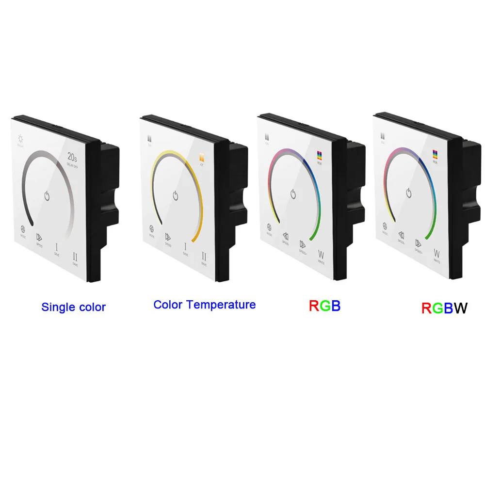 New 86 Controller Light Dimmer Switch Single Color/CT/RGB/RGBW Touch panel controller LED Strip Tempered Glass Wall Switch