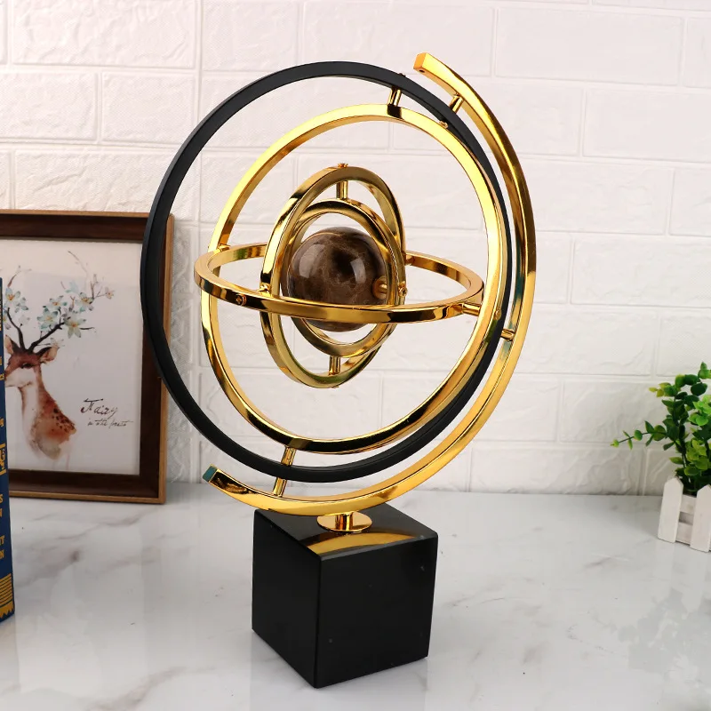 

European-Style Marble Globe Ornament Model Room Study Desk Living Room TV Cabinet Desktop Soft Ornaments