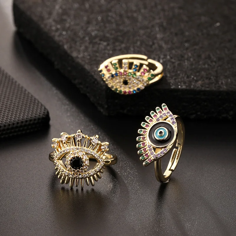 

Luxurious Delicate Colorful Jewelry 18K Gold Drip Oil Demon Eye Ring Mossanite Diamond Rings for Teens Women's Rings 2023 Trend