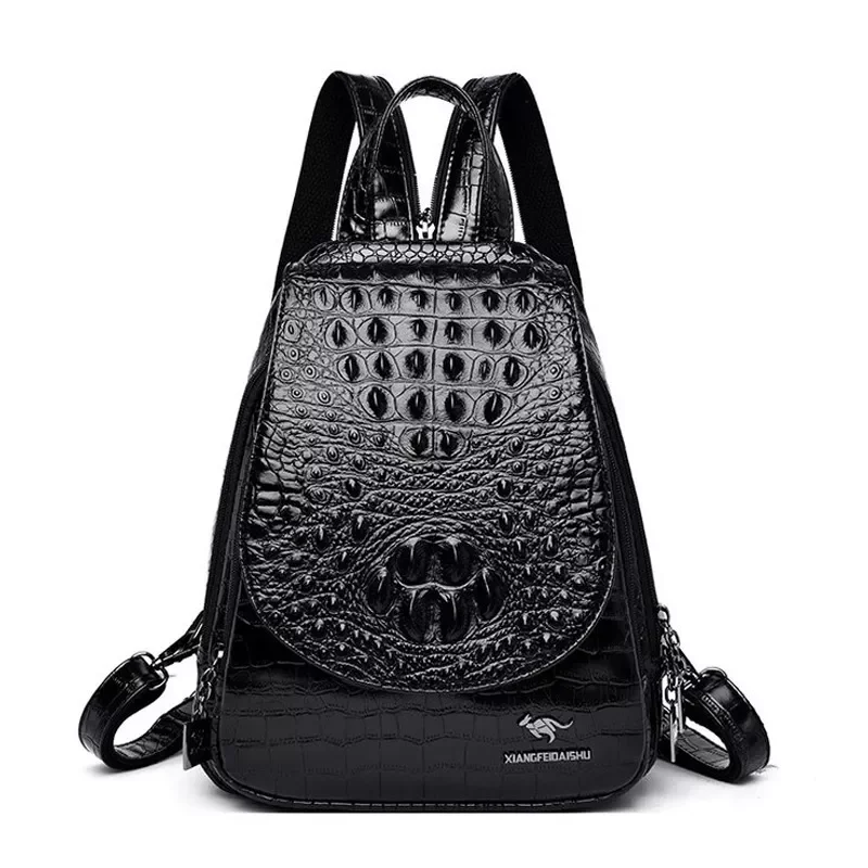 

Crocodile Pattern Leather Backpack Women Luxury Backpack Female Leather Knapsack Bag Elegant Ladies Shoulder Bag Sac A Dos