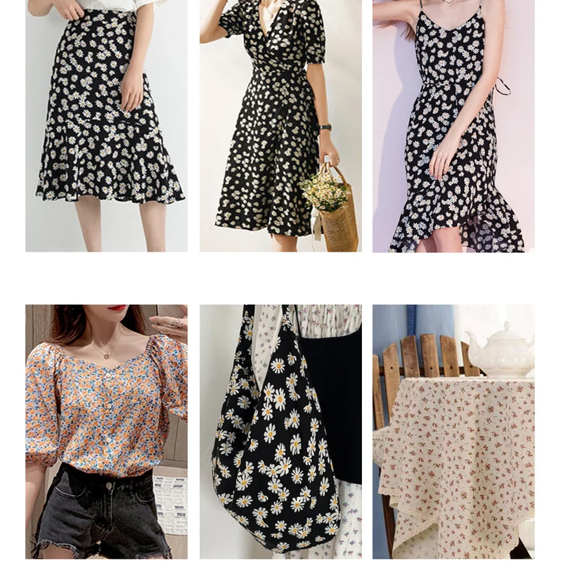 Свободная ткань поплин цветочная из чистого хлопка с маргаритками пасторальные