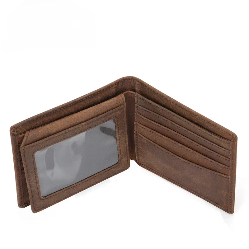 Amazon Лидер продаж мужской кожаный кошелек из воловьей кожи с верхним слоем Crazy Horse