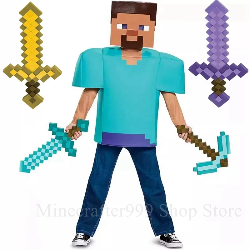 Фото 45-сантиметровый игрушечный меч Стивена из игры Minecraft с дизайном синего алмаза, пластиковая игрушка, прекрасный подарок на день рождения или для косплея. №1