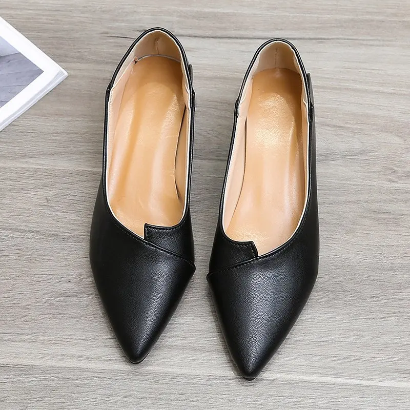 

2023 Spring and Summer Elegant Women's Thick Heel Pointed Shoes Daily Leisure Office Women's Work Comfort High Heel Shoes