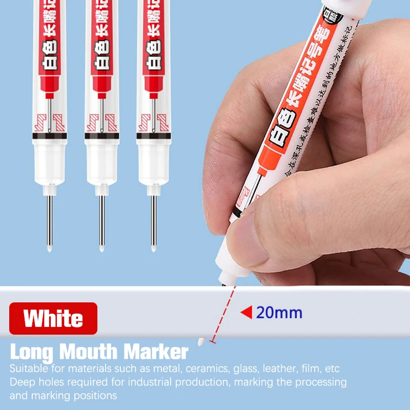 

20MM White Ink Long Head Markers Bathroom Woodworking Decoration Multi-purpose Deep Hole Marker Pens