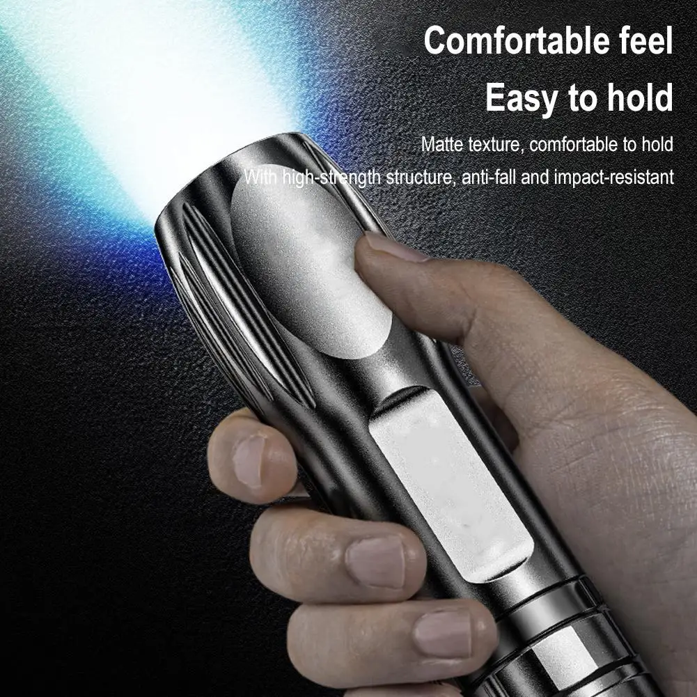 Фонарик яркий уличный с зарядкой от USB и зажимом для ручки