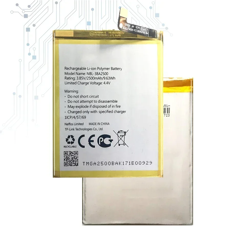 Сменный аккумулятор NBL-38A2500 емкостью 2500 мАч для TP-link Neffos X1 Lite TP904A TP904C