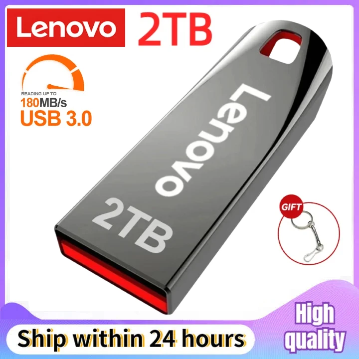 Оригинальный USB-накопитель Lenovo 2 ТБ металлический U-диск 512 ГБ высокоскоростной