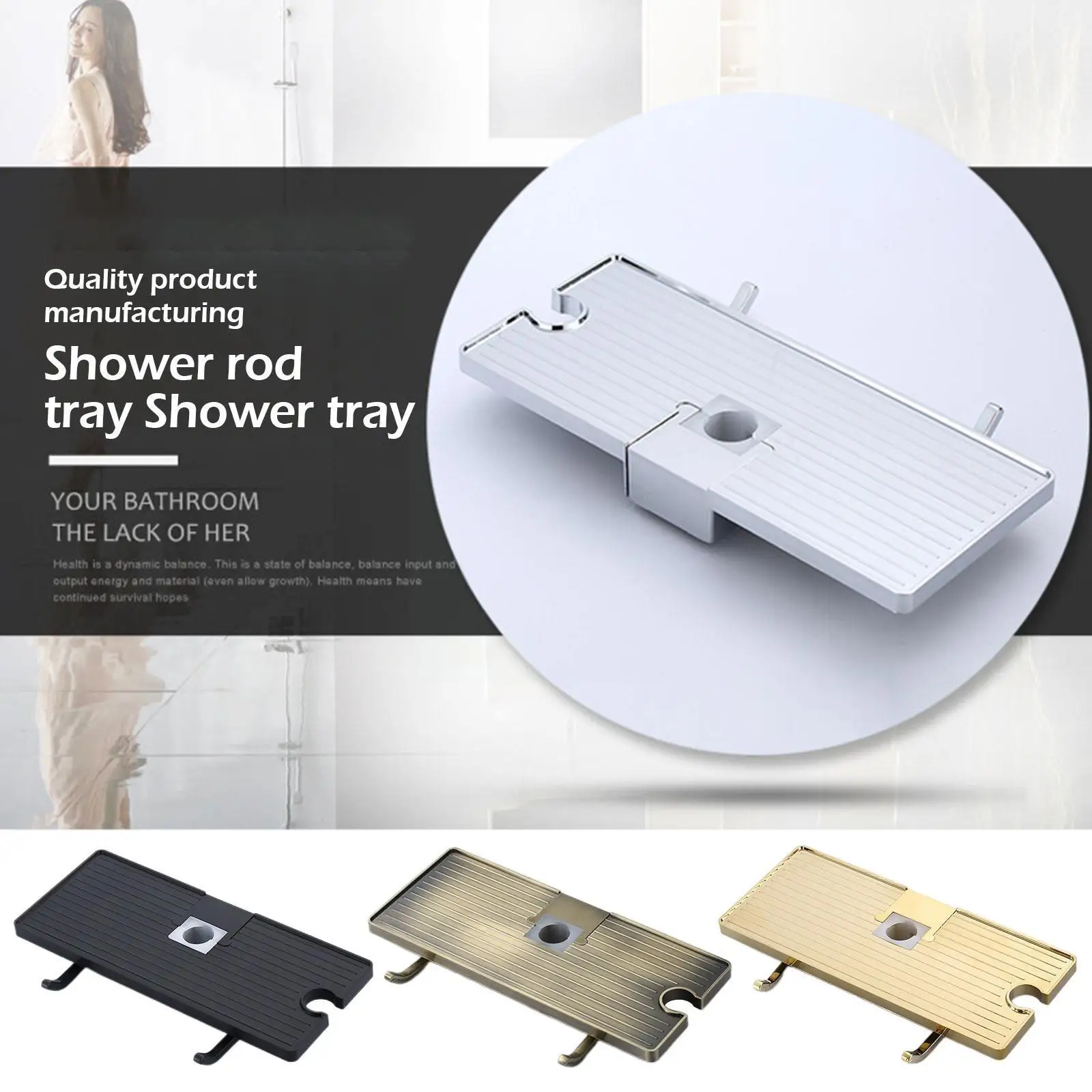 

Bathroom Shower Storage Rack Organizer Pole Shelves Single Holder Tier Shower Rod Lifting Shampoo Drilling No Stand Tray He T5p9