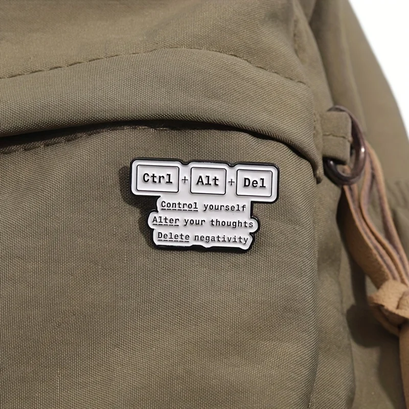 1pc FLIXBLANY Ctrl+Alt+Del Alloy Brooch Pin - Simple Cartoon Style Keyboard Accessory for Backpacks
