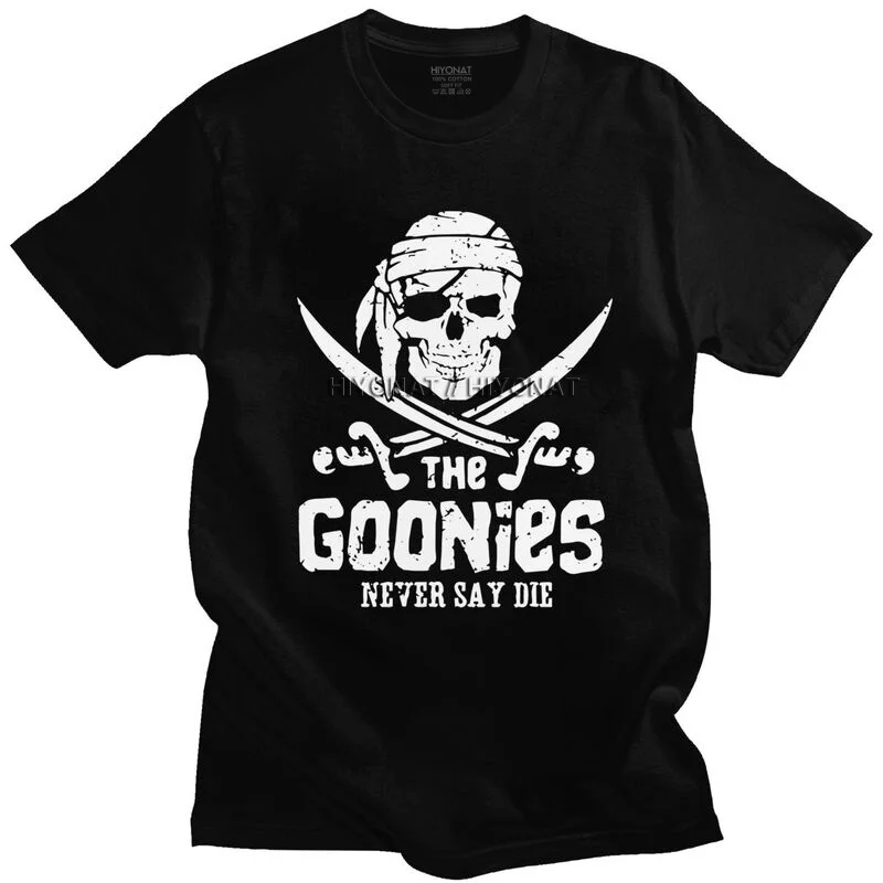 

Handsome The Goonies Skull Pirates T Shirt Men Short Sleeve 100% Cotton T-shirt Graphic Movie Film Tee Streetwear Tshirts