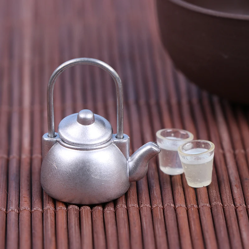 

3Pcs/Set Dollhouse Mini Vintage Kettle Cup Scene Model Toy Kitchen Props