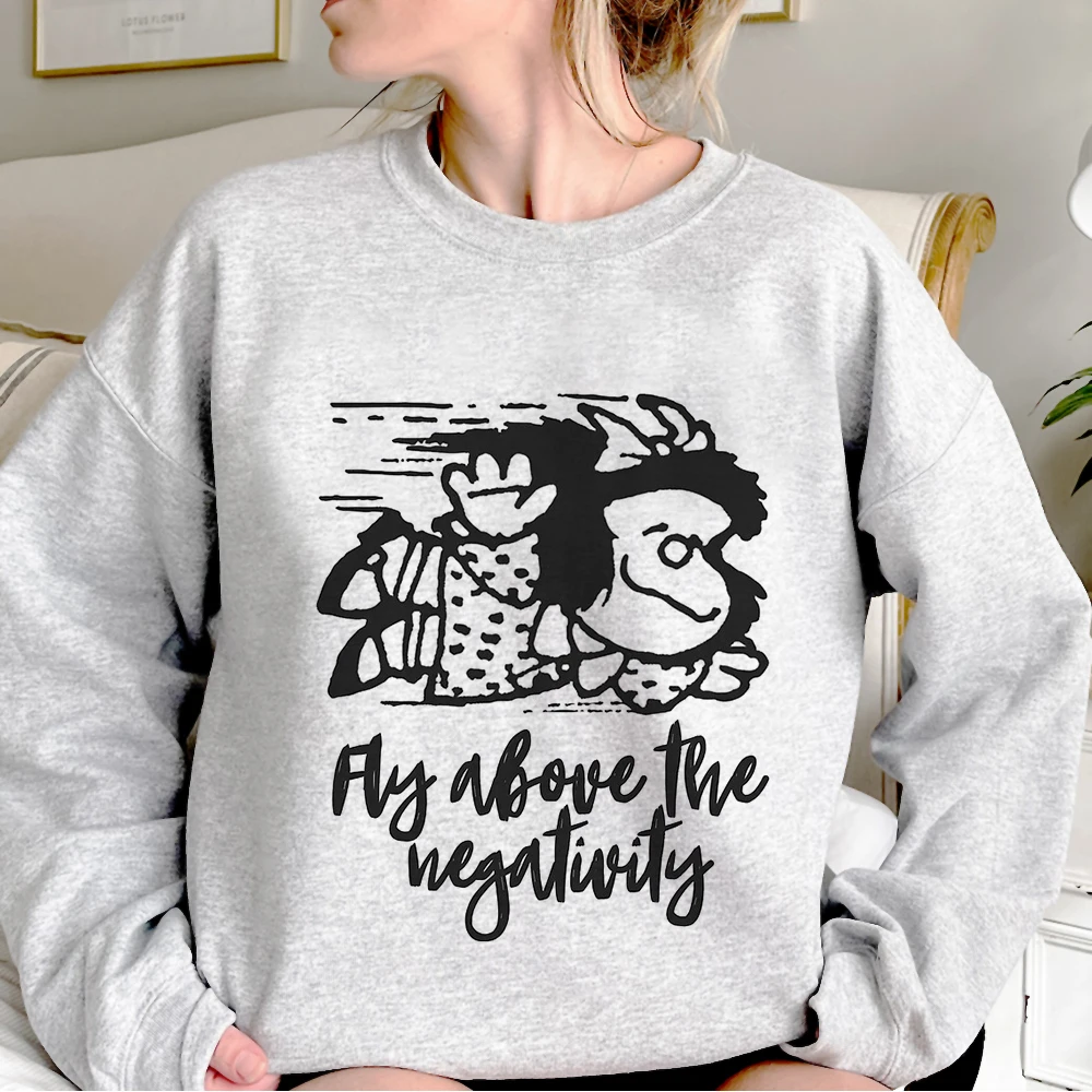 Mafalda Толстовка harajuku kawaii аниме элегантный рисунок Y2K девушка свитшоты Смешные