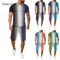 plus size 4xl 5xl men fashion two pieces outfits short sleeve top and panties sets 2022 summer new gradient print tracksuit set
