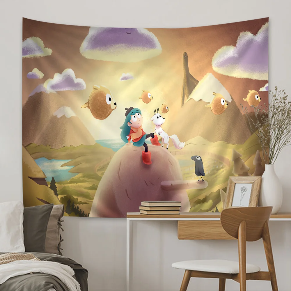 H-Hilda Мультфильм Девушка Богемный Гобелен С Мандалой Настенный Полиэстер Хлопок