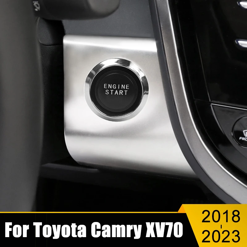

Stainless Car Engine One-Click Start Stop Button Covers Frame Case Trims Stickers For Toyota Camry 70 XV70 2018-2021 2022 2023