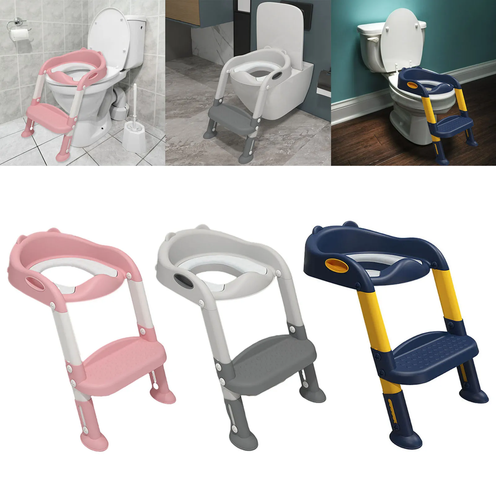 Adjustable Step Stool With Handle Plastic Soft Pad Collapsible Potty Chair For Toddlers Children