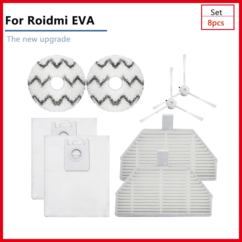 

For XIAOMI Roidmi EVA Sweeping Robot Vacuum Cleaner SDJ06RM Home Accessories Parts HEPA Filter Side Brush Trash Dust Bag Rag Kit