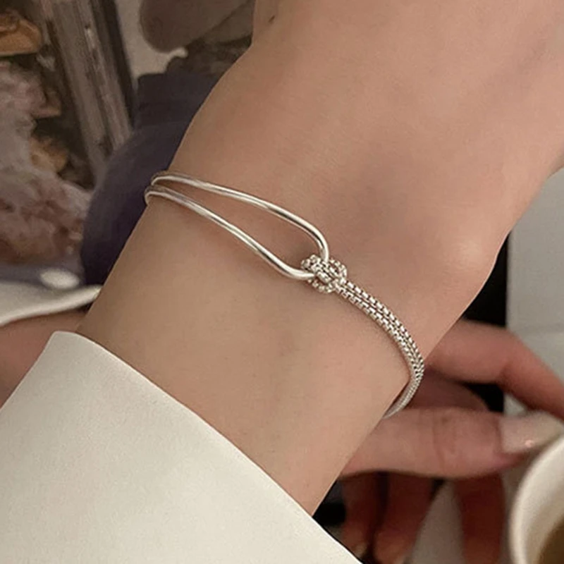 Двухслойный браслет из серебра 925 пробы